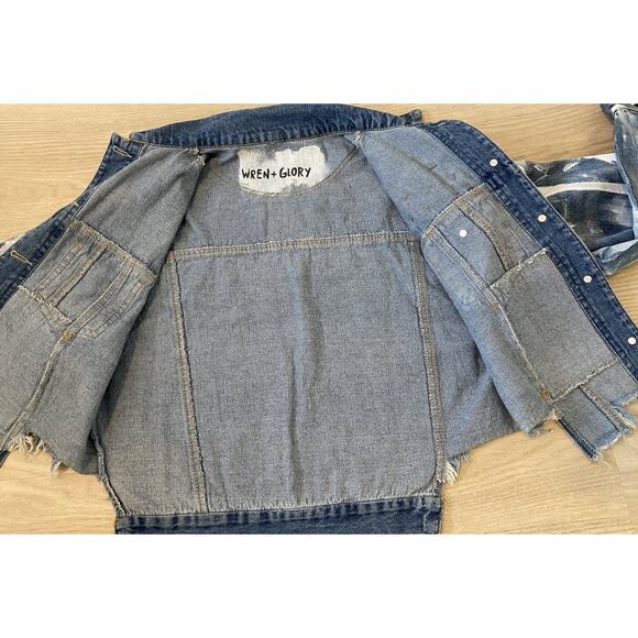 Wren + Glory Hand Painted Denim Jacket Fine and Balanced Festival Art Streetwear - Picture 9 of 13
